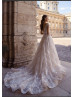 Long Sleeves Ivory Lace Tulle Romantic Wedding Dress